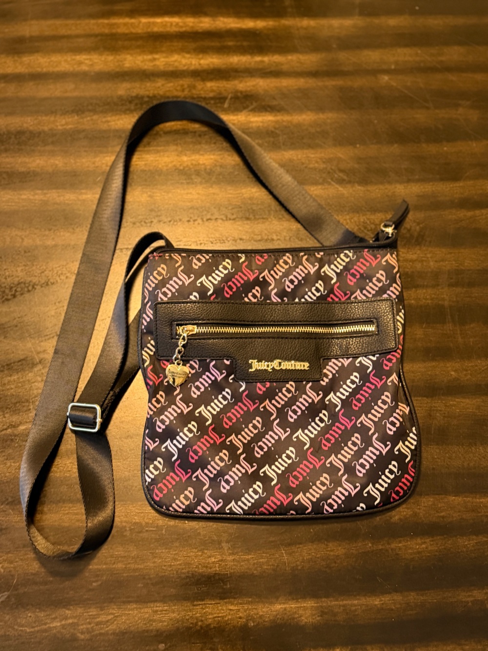 Juicy Couture Black Pink Logo Crossbody Bag
